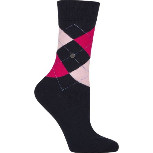 Women's 1 Pair Burlington Queen Argyle Cotton Socks Navy Pinks 3.5-7 Women's - SockShop - Modalova