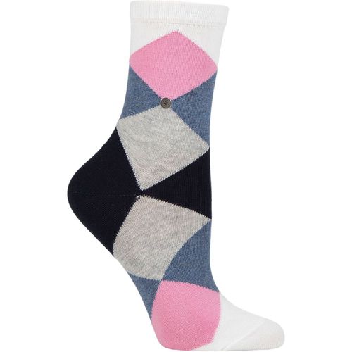 Ladies 1 Pair Bonnie Cotton All Over Blend Argyle Socks Blue / Grey / Pink 3.5-7 Ladies - Burlington - Modalova
