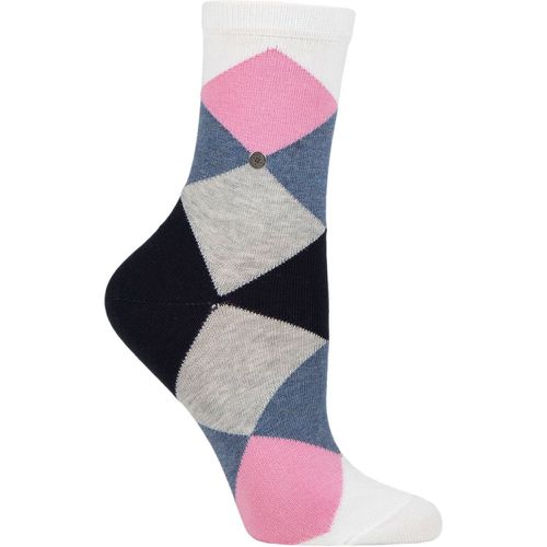 Women's 1 Pair Bonnie Cotton All Over Blend Argyle Socks Blue / Grey / Pink 3.5-7 Ladies - Burlington - Modalova