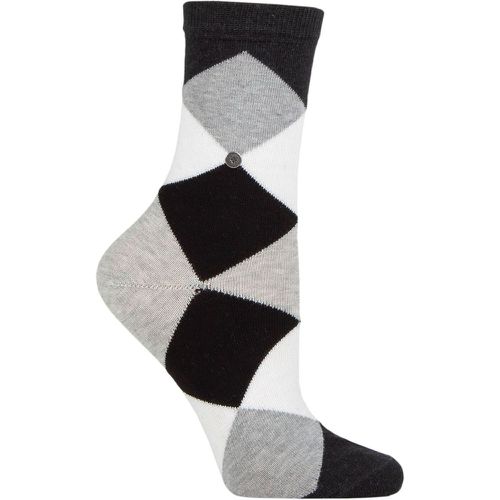 Ladies 1 Pair Bonnie Cotton All Over Blend Argyle Socks / Grey / White 3.5-7 - Burlington - Modalova