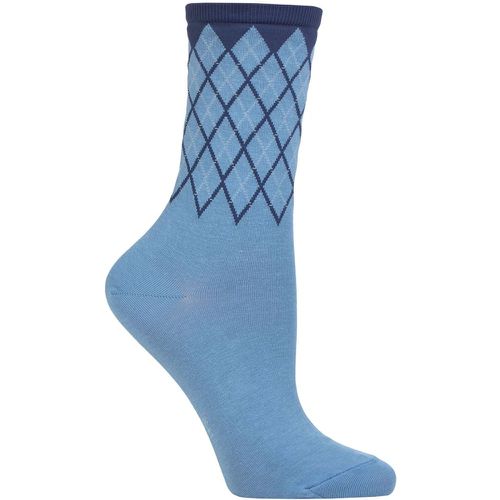 Women's 1 Pair Mayfair Cotton Argyle Topped Socks Light 3.5-7 Ladies - Burlington - Modalova