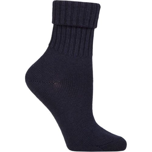 Women's 1 Pair Plymouth Virgin Wool Turn Over Top Socks Navy 3.5-7 Ladies - Burlington - Modalova