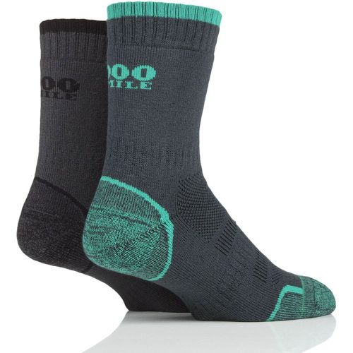 Mens and Women's 2 Pair Single Layer Walking Socks Emerald/Charcoal 6-8.5 Mens - 1000 Mile - Modalova