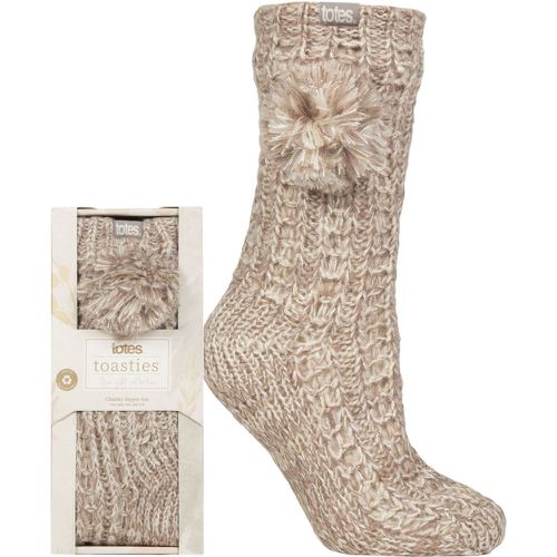 Ladies 1 Pair Luxury Sparkle Slipper Socks with Pom Poms 4-8 Ladies - Totes - Modalova