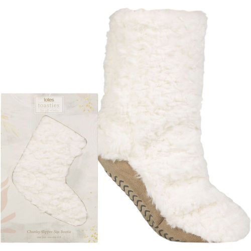 Women's 1 Pair Faux Fur Slipper Socks with Grip 4-8 Ladies - Totes - Modalova