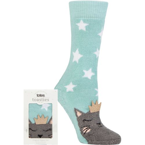 Ladies 1 Pair Original Novelty Slipper Socks with Grip Cat 4-8 Ladies - Totes - Modalova