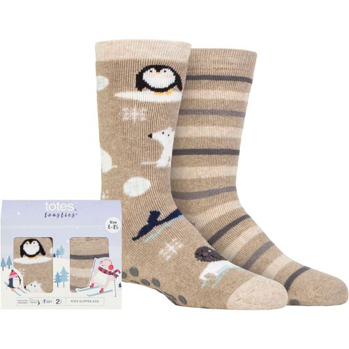 Boys and Girls 2 Pair Tots Originals Novelty Slipper Socks Oatmeal 1-2 Years - Totes - Modalova