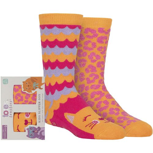 Girls 2 Pair Totes Originals Novelty Slipper Socks Cat 7-10 Years - SockShop - Modalova