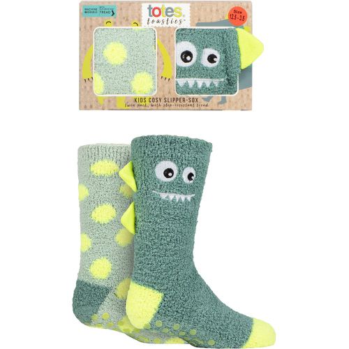 Boys and Girls 2 Pair Super Soft Slipper Socks Dinosaur 4-6 Years - Totes - Modalova