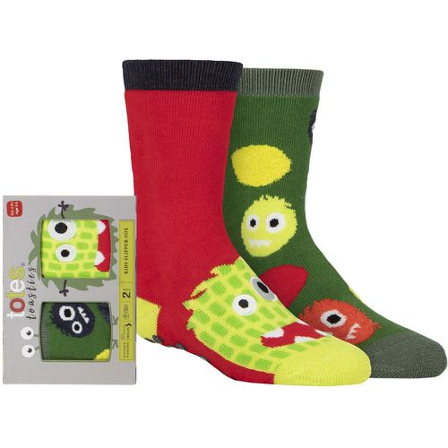 Boys 2 Pair Totes Tots Originals Novelty Slipper Socks Monster 2-3 Years - SockShop - Modalova