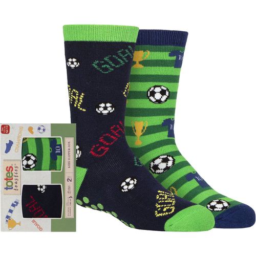 Boys 2 Pair Originals Novelty Slipper Socks Football 4-6 Years - Totes - Modalova