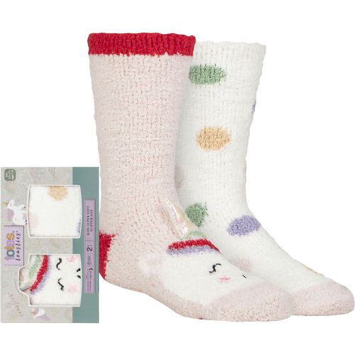 Boys and Girls 2 Pair Super Soft Slipper Socks Unicorn 7-10 Years - Totes - Modalova