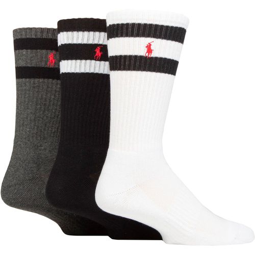 Mens 3 Pair Classic Sport Socks Black / Grey / White OS - Ralph Lauren - Modalova
