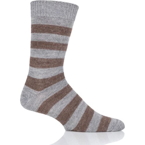 Pair Grey / Natural Brown of London Striped Alpaca Everyday Socks Unisex 8-10 Unisex - SOCKSHOP of London - Modalova