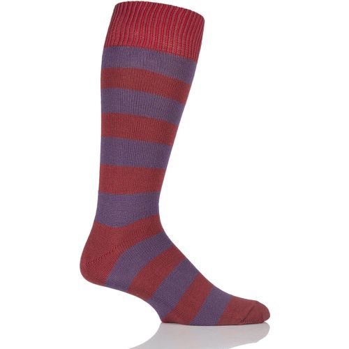 Pair Terracotta / Raisin of London Bold Broad Stripe Cotton Socks Men's 7-11 Mens - SOCKSHOP of London - Modalova