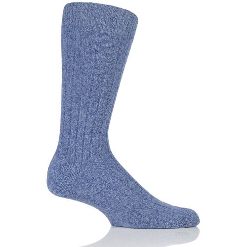 Mens 1 Pair 85% Cashmere Rib Socks Denim Chine 7.5-9.5 - Pantherella - Modalova