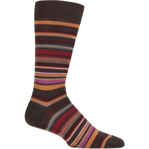 Mens 1 Pair Quakers Merino Wool Striped Socks Chocolate 7.5-9.5 Mens - Pantherella - Modalova