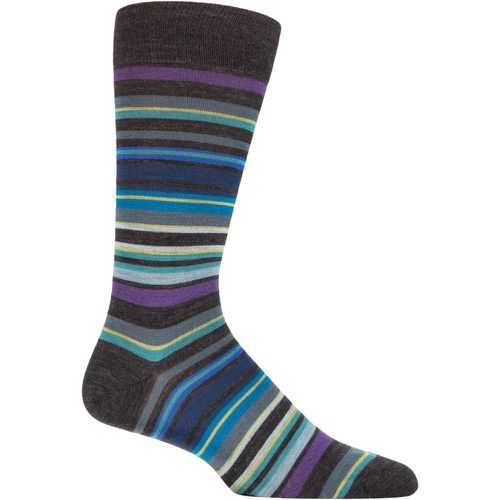 Mens 1 Pair Quakers Merino Wool Striped Socks Charcoal 7.5-9.5 Mens - Pantherella - Modalova