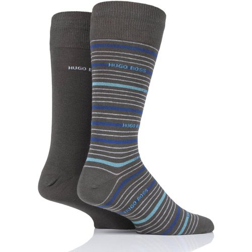 Pair BOSS Stripe and Plain Combed Cotton Socks Men's 5.5-8 Mens - Hugo Boss - Modalova