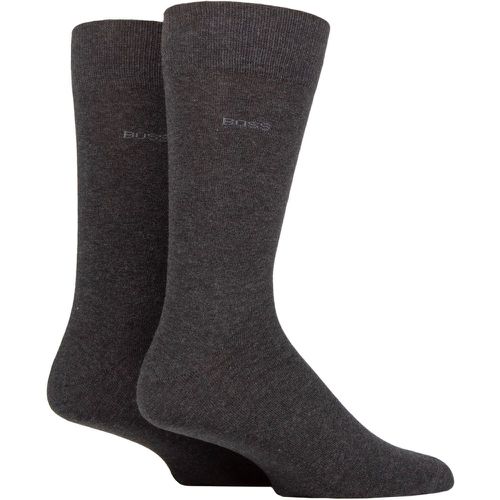 Mens 2 Pair BOSS Soft Cotton Plain Socks Charcoal 11.5-14 Mens - Hugo Boss - Modalova