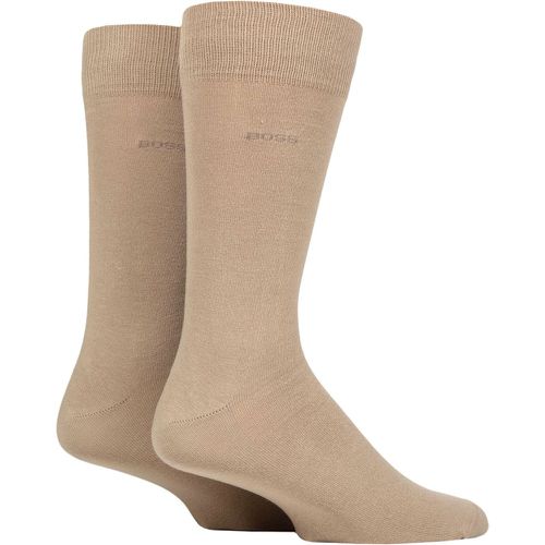 Mens 2 Pair BOSS Soft Cotton Plain Socks Medium Beige 11.5-14 Mens - Hugo Boss - Modalova