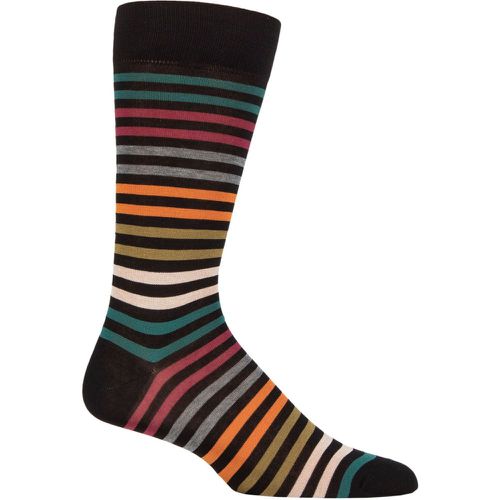 Mens 1 Pair Kilburn Striped Cotton Lisle Socks Black / Green 10-12 Mens - Pantherella - Modalova