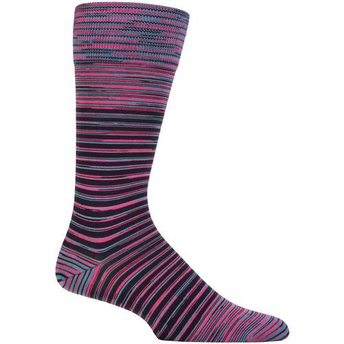 Mens 1 Pair Aurelia Space Dye Striped Organic Cotton Socks with Comfort Cuff Fuchsia 7.5-9.5 Mens - Pantherella - Modalova