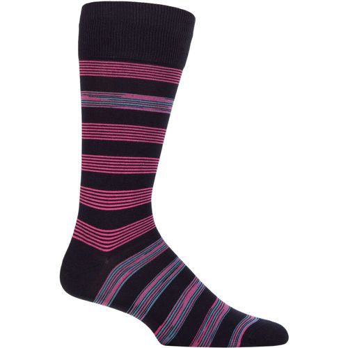 Mens 1 Pair Pantherella Rubra Block Stripe Organic Cotton Socks Navy 10-12 Mens - SockShop - Modalova