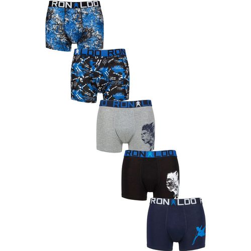 Boys 5 Pack Cotton Boxer Shorts Black/Navy/Grey/Blue Print 13-15 Years - CR7 - Modalova