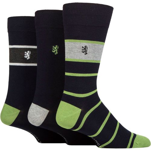 Mens 3 Pair Black Label Bamboo Patterned, Argyle and Striped Socks Block Stripes Navy / Green 7-11 - Pringle - Modalova