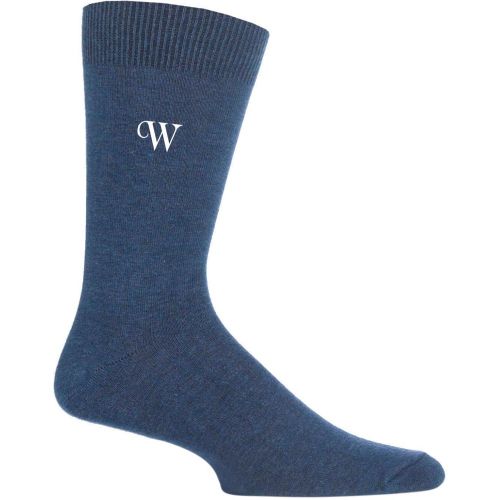 Pair W Denim New Individual Embroidered Initial Socks - U-Z Men's 7-11 Mens - SockShop - Modalova