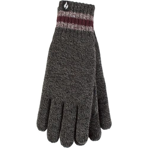 Mens 1 Pack SOCKSHOP Cedar Stripe Cuff Gloves Charcoal S/M - Heat Holders - Modalova