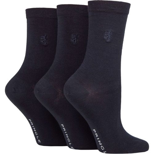 Women's 3 Pair Black Label Plain Bamboo Socks Navy 4-8 Ladies - Pringle - Modalova