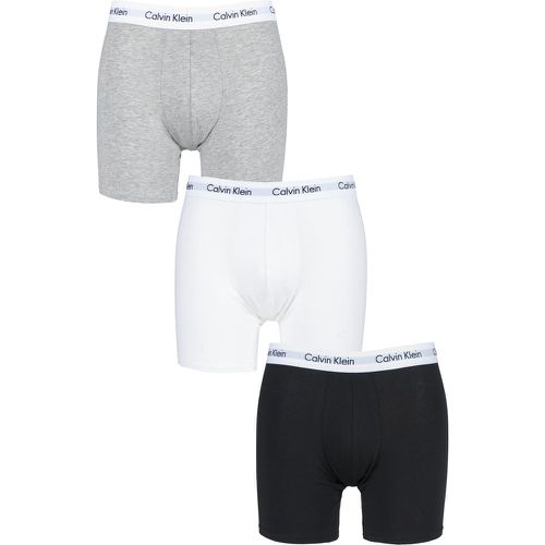 Pack Black / White / Grey Cotton Stretch Longer Leg Boxer Brief Shorts Men's Small - Calvin Klein - Modalova