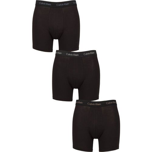 Mens 3 Pack Calvin Klein Cotton Stretch Longer Leg Trunks Rock Ridge / Fudge / Bruchetta S - SockShop - Modalova