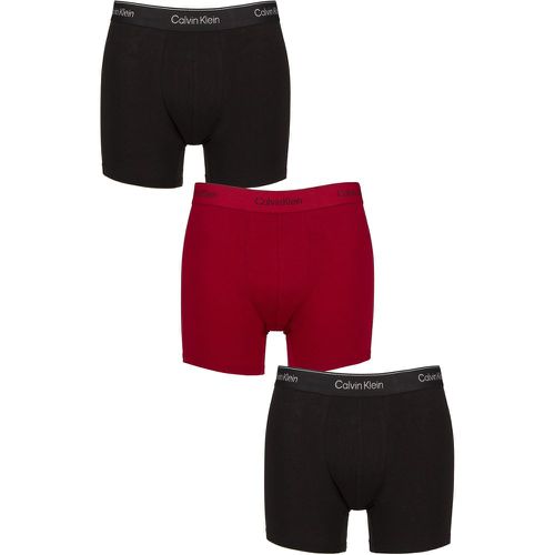 Mens 3 Pack Calvin Klein Extra Soft Cotton Stretch Boxer Briefs Black / Red M - SockShop - Modalova