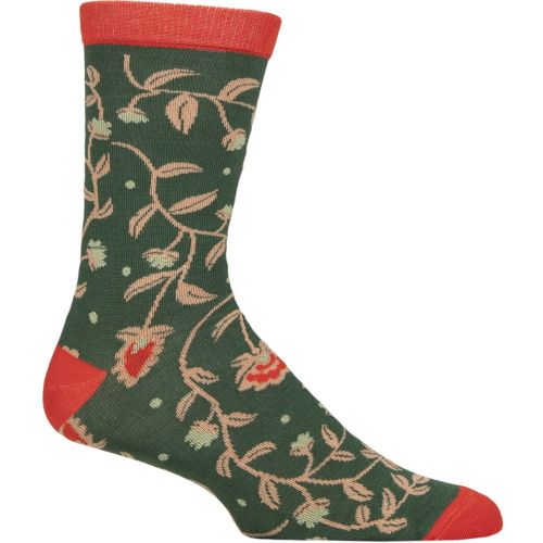 Mens and Women's 1 Pair Shared Earth Fair Trade Indian Inspired Bamboo Socks Red Flowers UK 7-12 - SockShop - Modalova