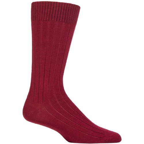 Mens 1 Pair Merino Wool Ribbed Leisure Socks Wine L - Pantherella - Modalova