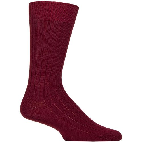 Mens 1 Pair Merino Wool Ribbed Leisure Socks Wine M - Pantherella - Modalova