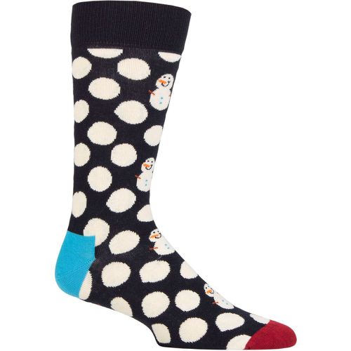 Mens and Ladies 1 Pair Big Dot Snowman Socks Navy 7.5-11.5 Unisex - Happy Socks - Modalova