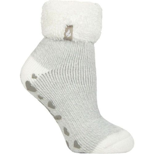 Women's 1 Pair Lounge Feather Turn Over Cuff Socks Ara Ivory / Silver 4-8 - Heat Holders - Modalova