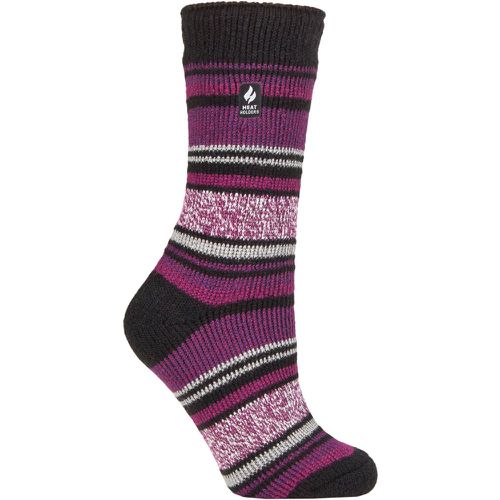 Women's 1 Pair SOCKSHOP 2.3 TOG Patterned Thermal Socks Barcelona Multi Stripe Black 4-8 Ladies - Heat Holders - Modalova