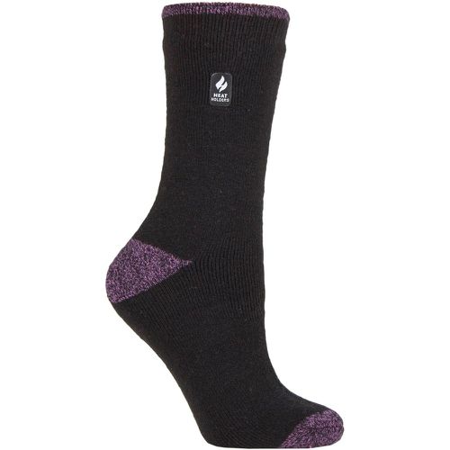 Ladies 1 Pair SOCKSHOP 2.3 TOG Patterned Thermal Socks Prague Heel & Toe / Purple 4-8 Ladies - Heat Holders - Modalova