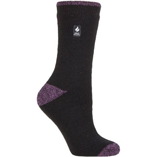 Women's 1 Pair SOCKSHOP 2.3 TOG Patterned Thermal Socks Prague Heel & Toe / Purple 4-8 Ladies - Heat Holders - Modalova