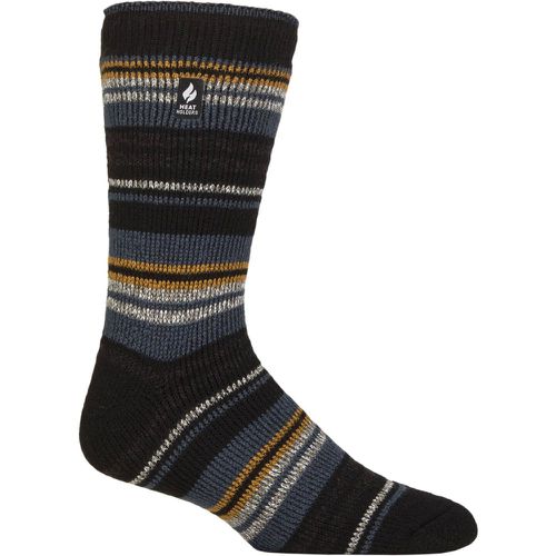 Mens 1 Pair SOCKSHOP 2.3 TOG Patterned and Plain Thermal Socks Leavenworth Black / Mustard 6-11 - Heat Holders - Modalova