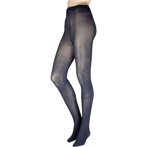 Women's 1 Pair Cotton Rib Tights Navy M-L - Charnos - Modalova