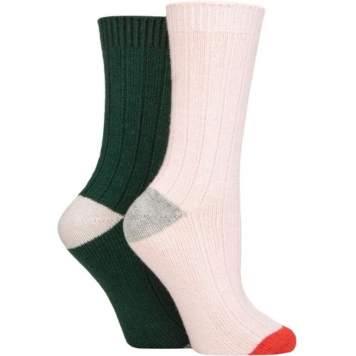 Ladies 2 Pair Caroline Gardner Cashmere and Merino Wool Blend Socks Pink / Green 4-8 - SockShop - Modalova