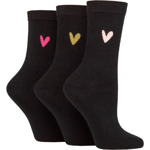 Women's 3 Pair Patterned Cotton Socks Heart 4-8 Ladies - Caroline Gardner - Modalova