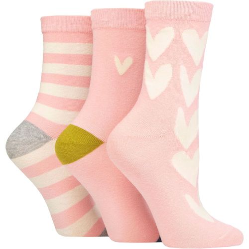 Ladies 3 Pair Patterned Cotton Socks All Over Hearts UK 4-8 - Caroline Gardner - Modalova