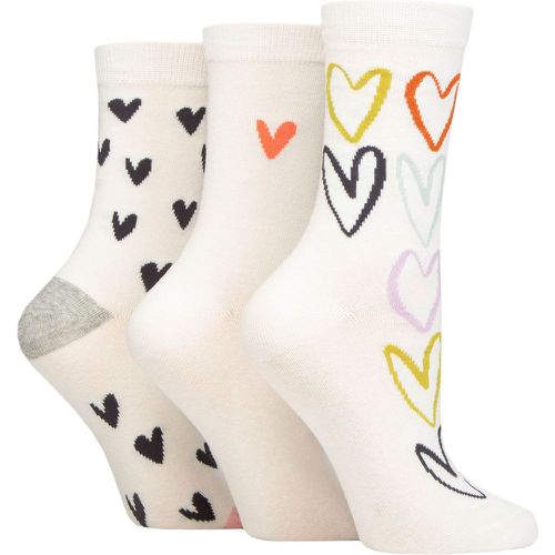 Ladies 3 Pair Patterned Cotton Socks Heart Outline 4-8 Ladies - Caroline Gardner - Modalova